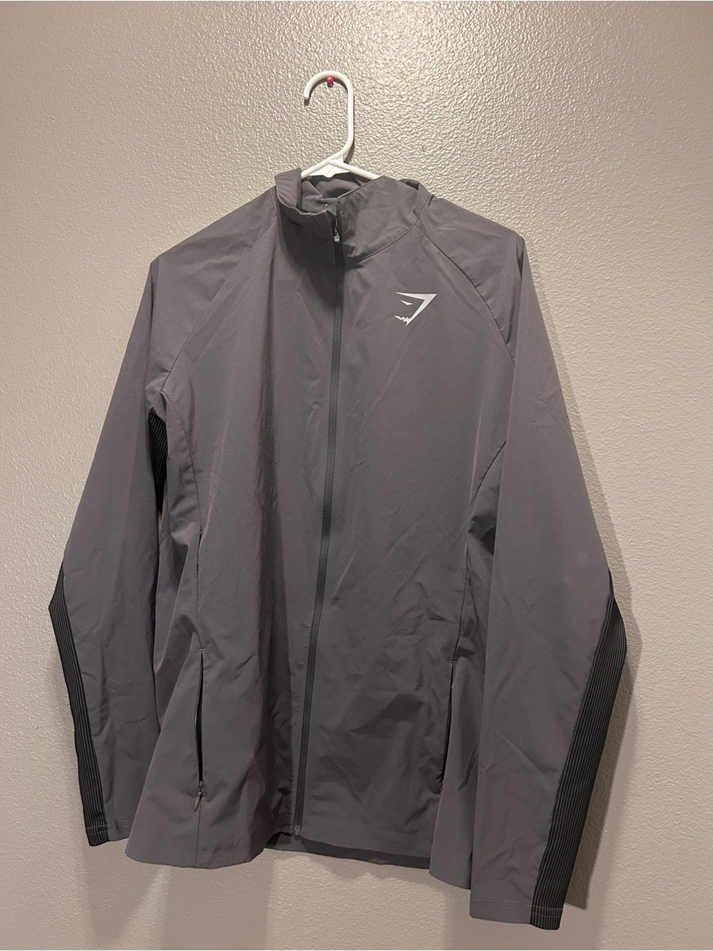 Gymshark Mens Zero Gravity Track Jacket Charcoal Grey Full Zip Athletic Size L